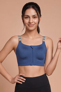 Zelocity High Impact Quick Dry Front Opening Multicolor Strap Sports Bra - Set Sail — thumbnail 3